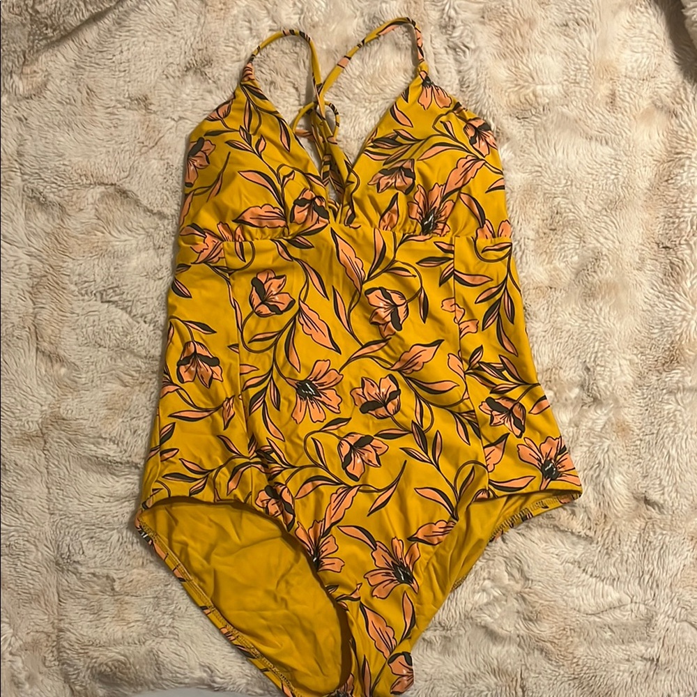 Floral Yellow One-Piece Swimsuit